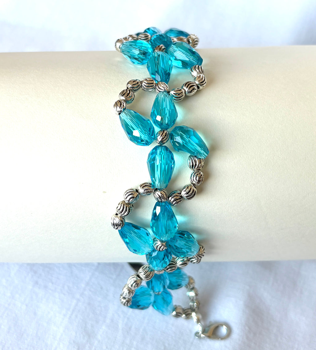 Aqua Crystal Teardrop Bracelet