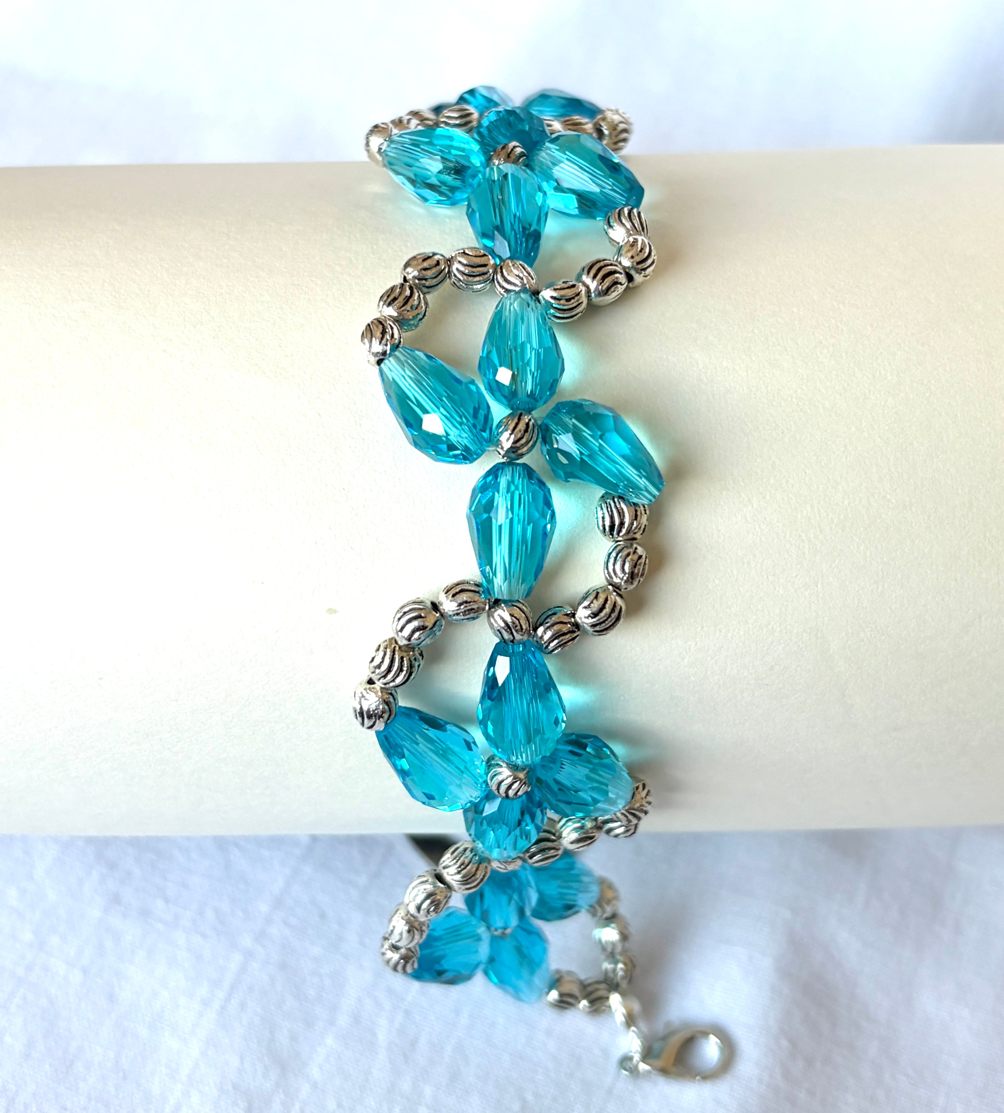 Aqua Crystal Teardrop Bracelet