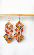 Copper Marble Polymer Clay Diamond Drop Earrings