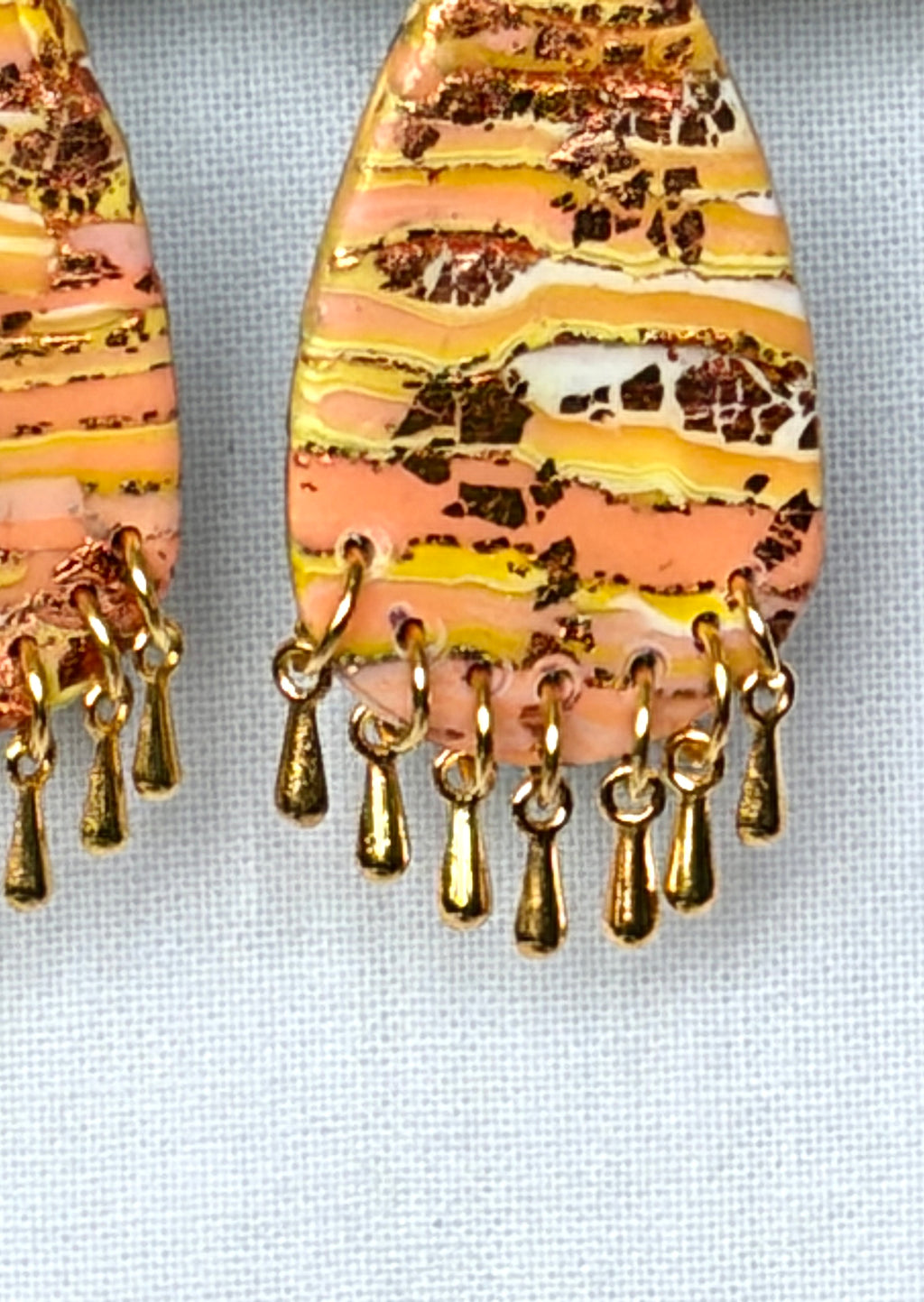Sunset Stripe Polymer Clay Fringe Drop Earrings
