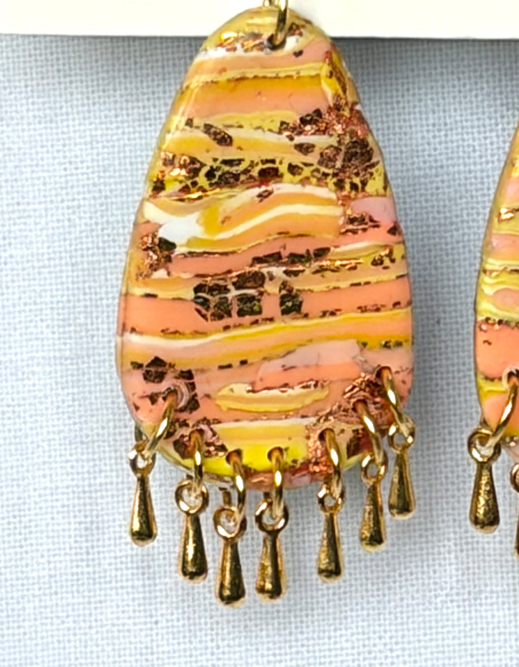 Sunset Stripe Polymer Clay Fringe Drop Earrings