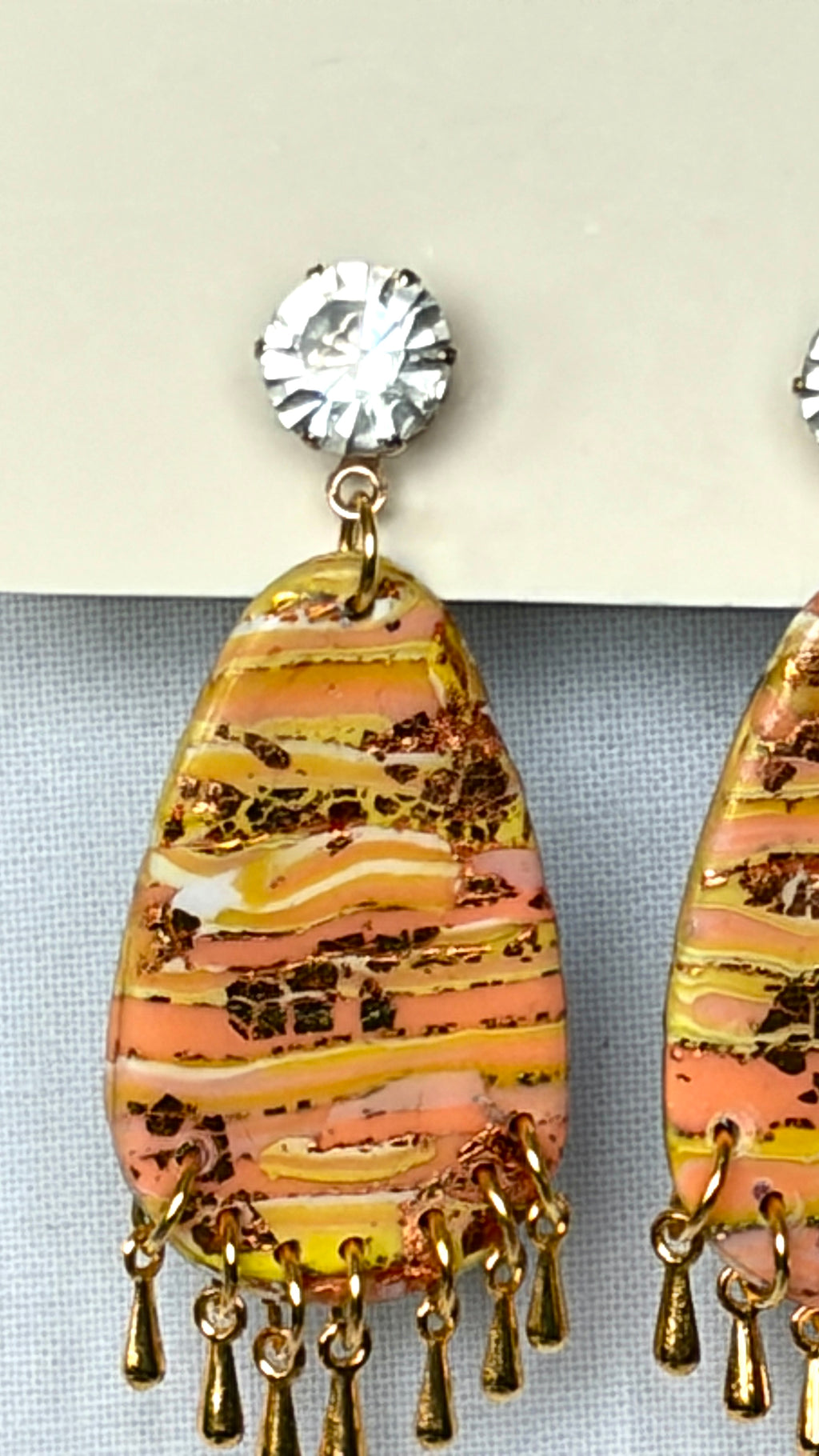 Sunset Stripe Polymer Clay Fringe Drop Earrings