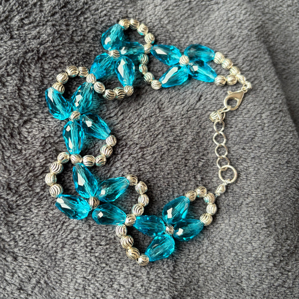 Aqua Crystal Teardrop Bracelet