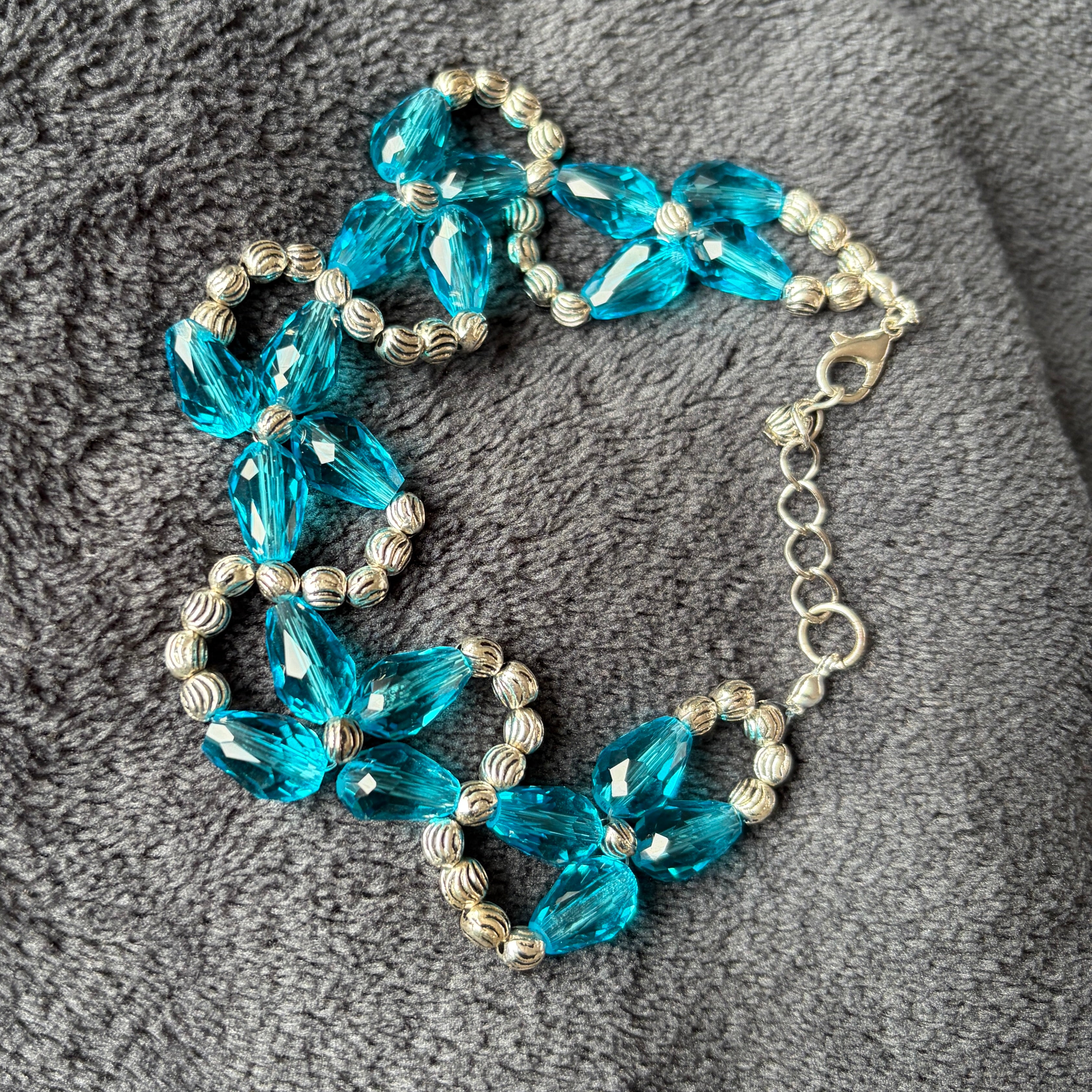 Aqua Crystal Teardrop Bracelet