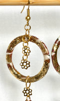 Gold Foil Flower Charm Hoops