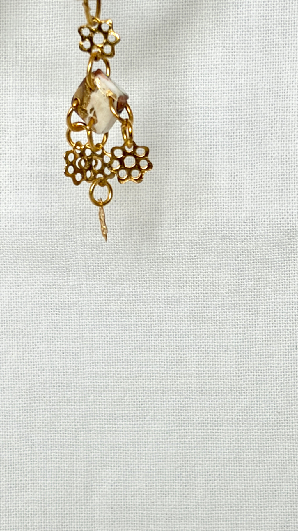 Gold Foil Flower Charm Hoops
