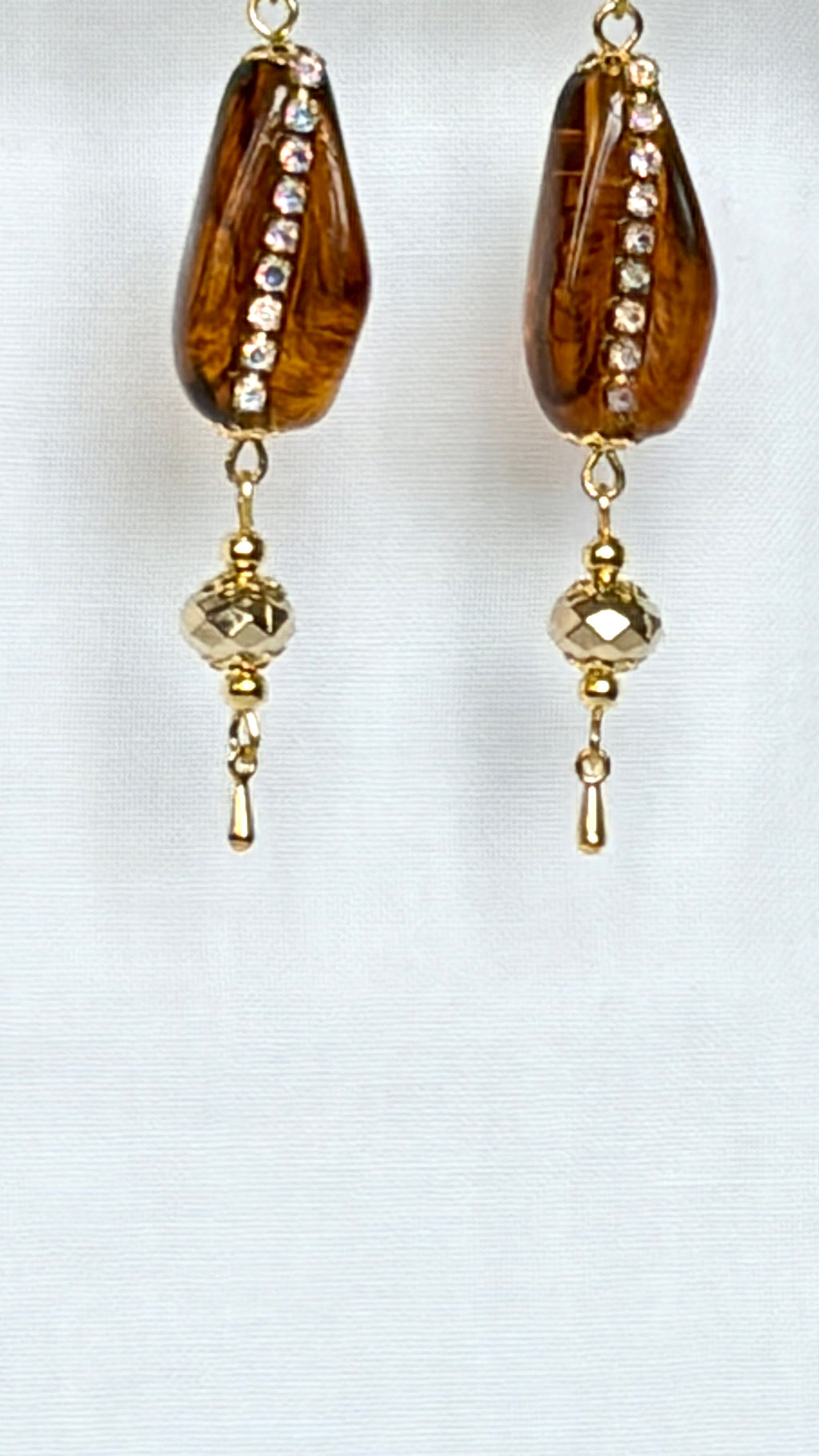 Cognac Crystal Drop Earrings