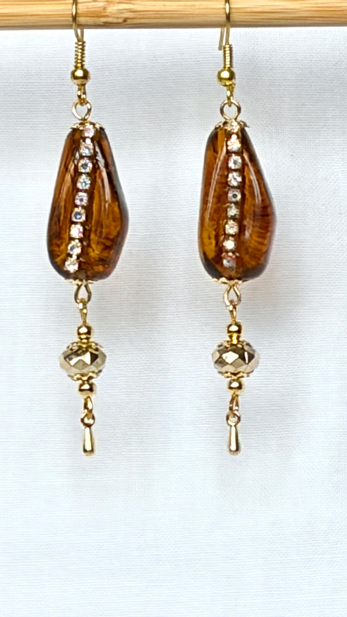 Cognac Crystal Drop Earrings