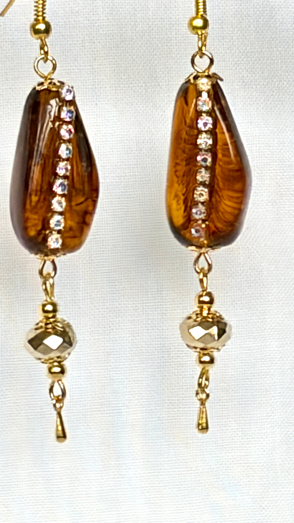 Cognac Crystal Drop Earrings