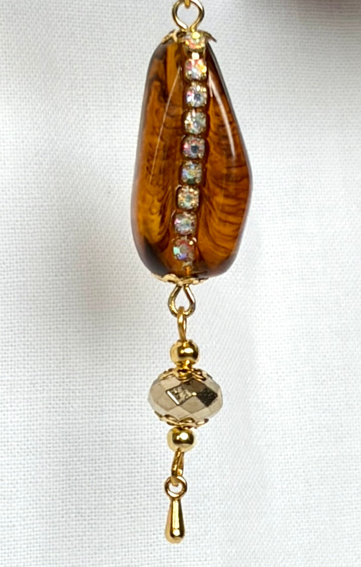 Cognac Crystal Drop Earrings