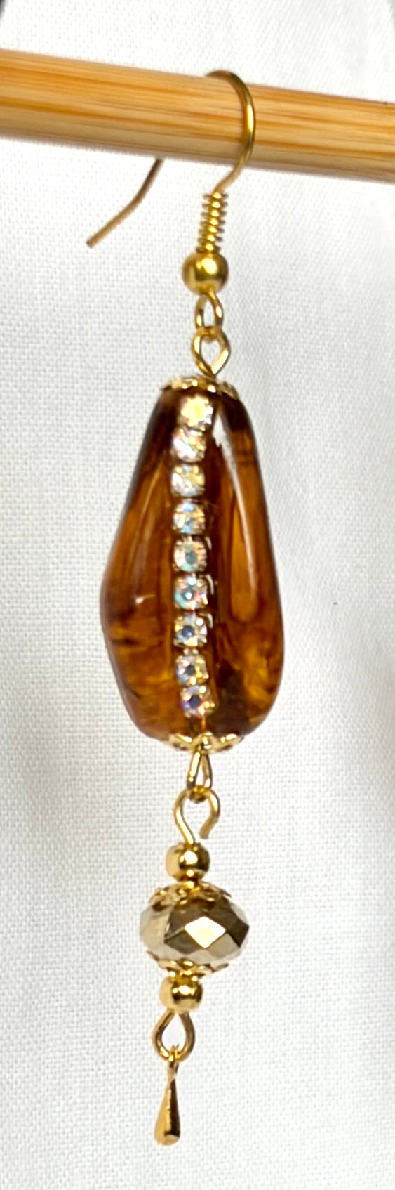 Cognac Crystal Drop Earrings