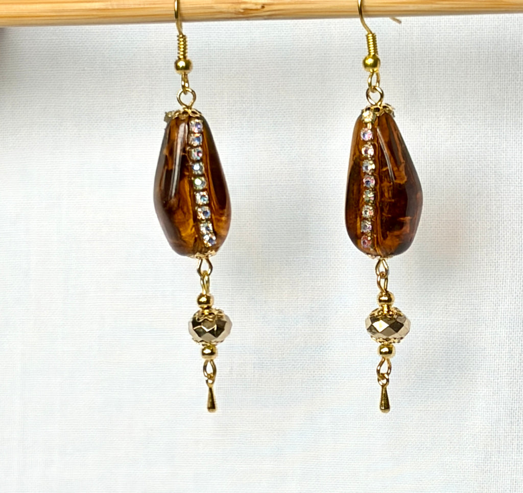 Cognac Crystal Drop Earrings