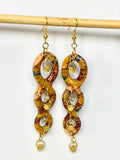 Gold Foil Triple Link Polymer Clay Earrings