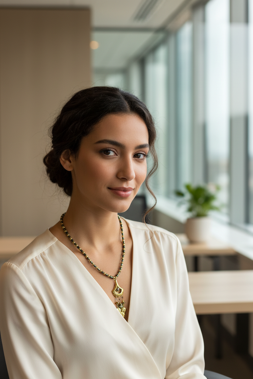 Black Hematite & Gold Chandelier Leaf Pendant Necklace
