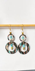 Marbled Polymer Clay Double Hoop Drop Earrings