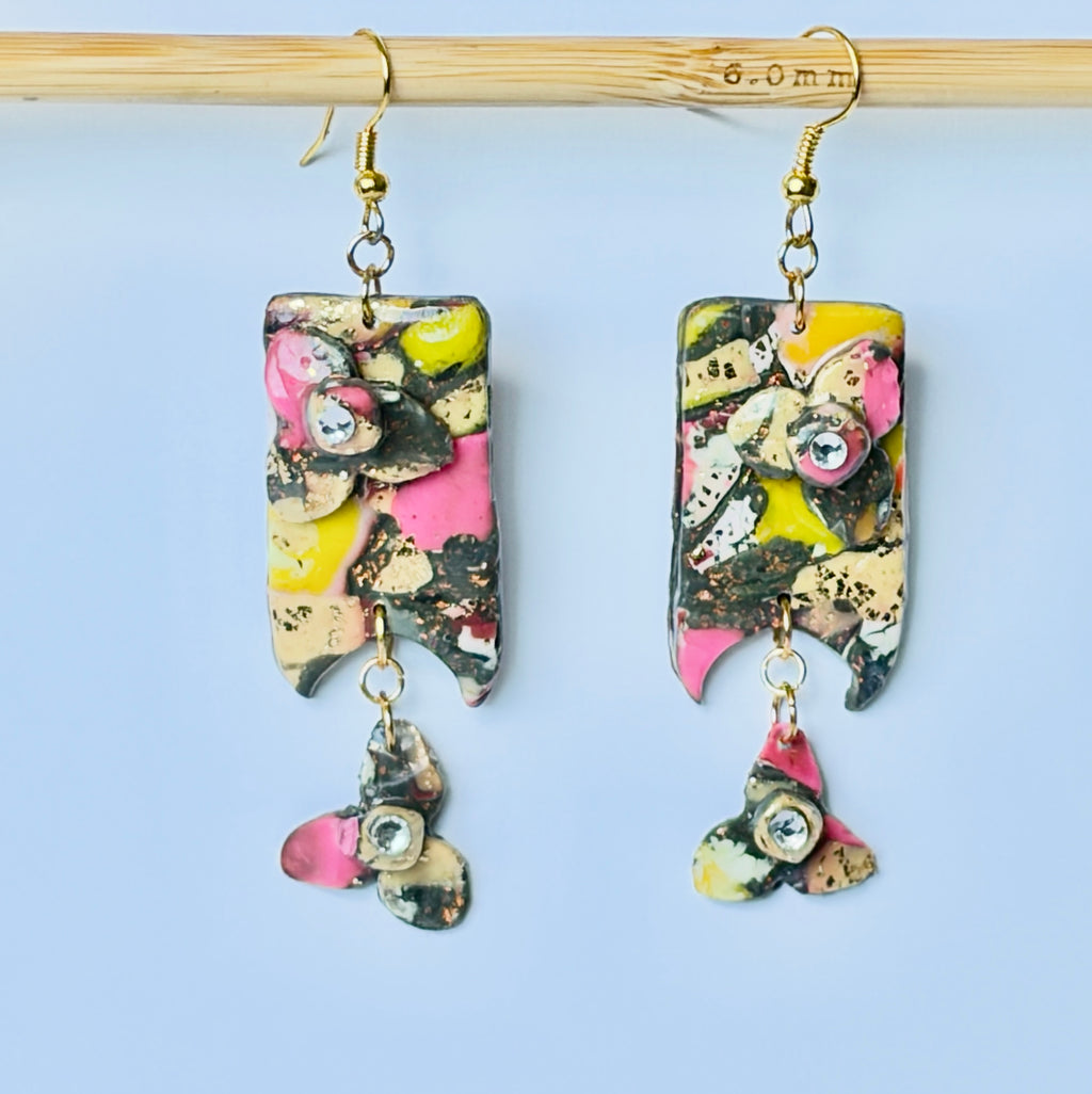Wild Bloom Polymer Clay Drop Earrings