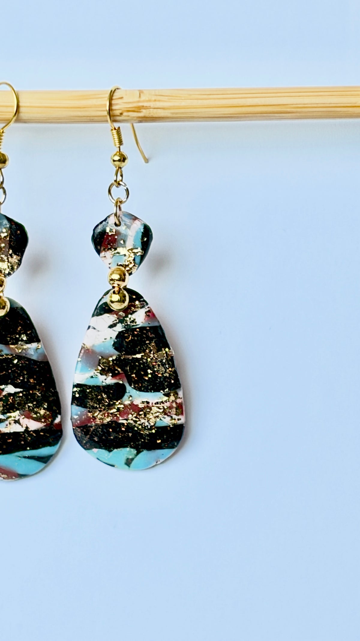 Midnight Marble Polymer Clay Drop Earrings