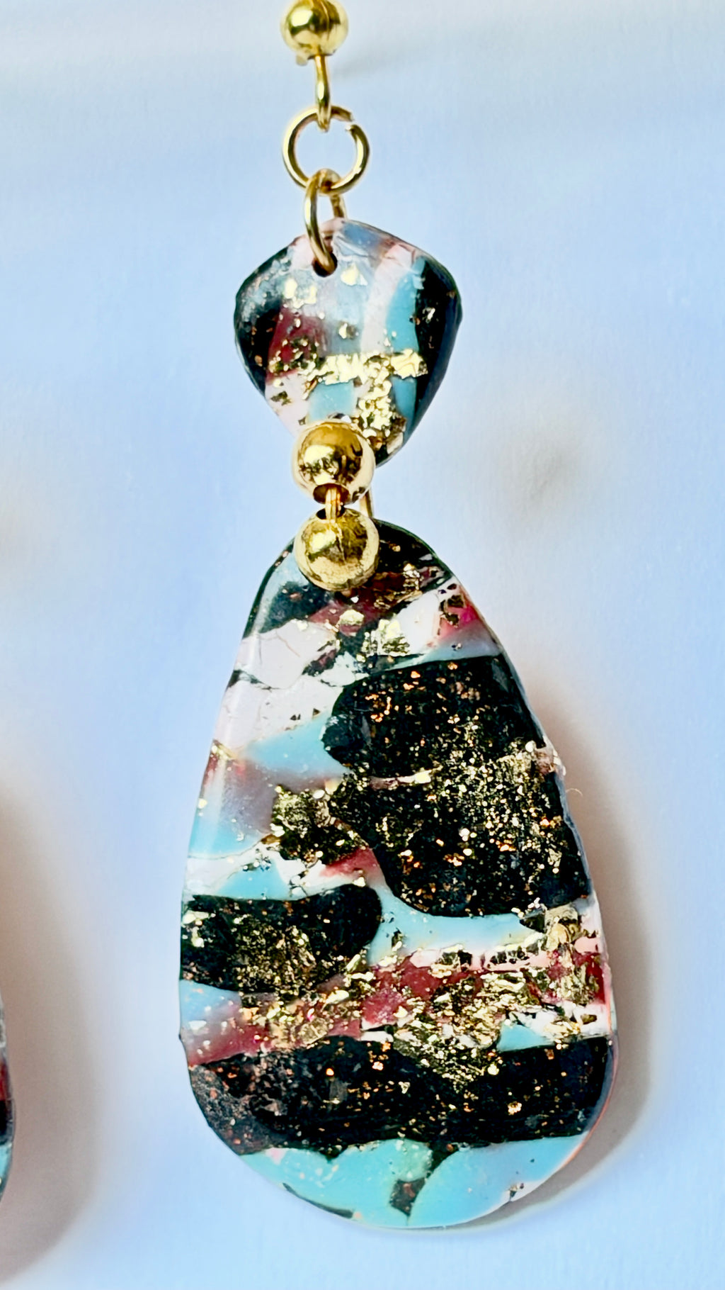 Midnight Marble Polymer Clay Drop Earrings