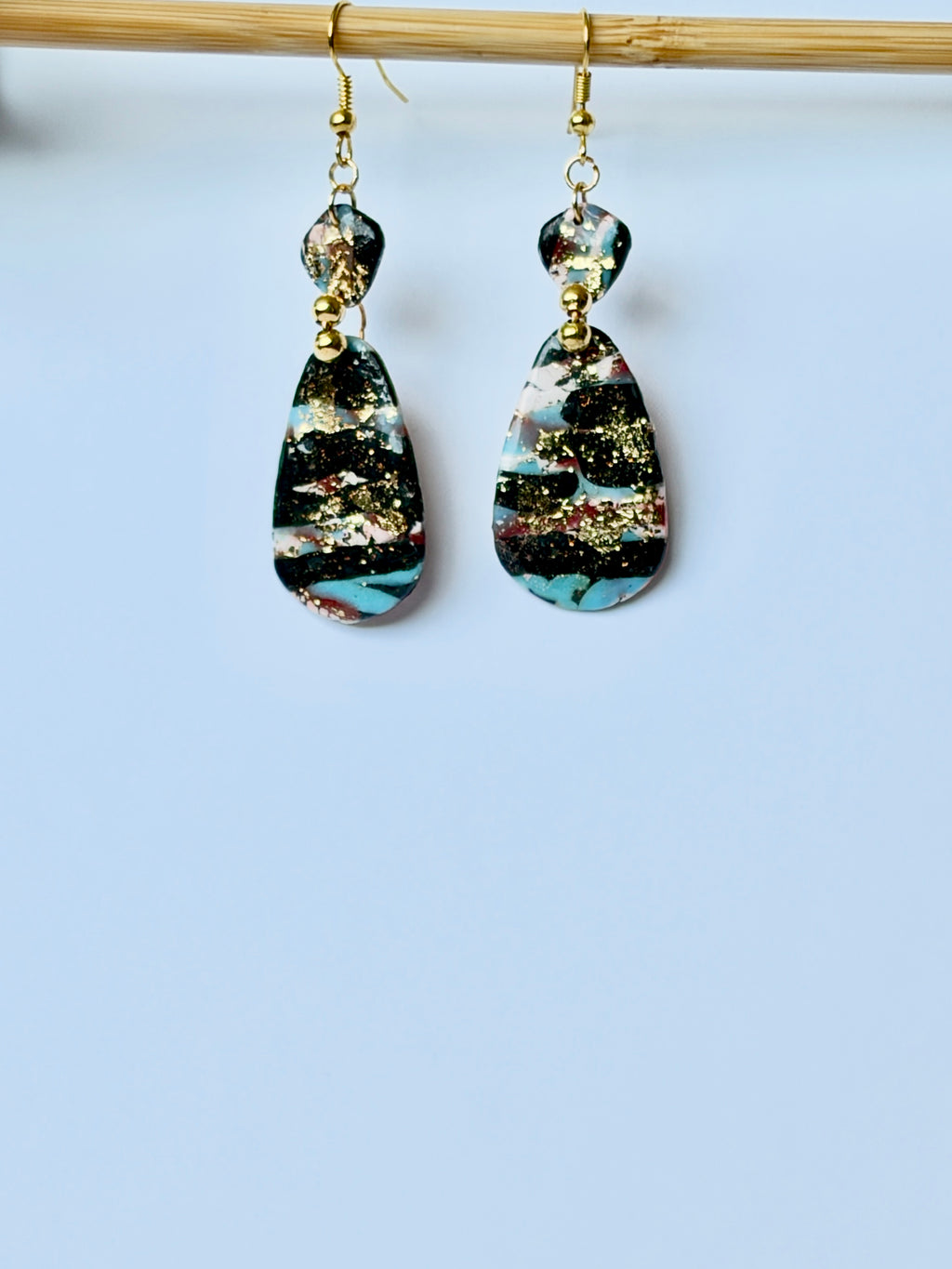 Midnight Marble Polymer Clay Drop Earrings