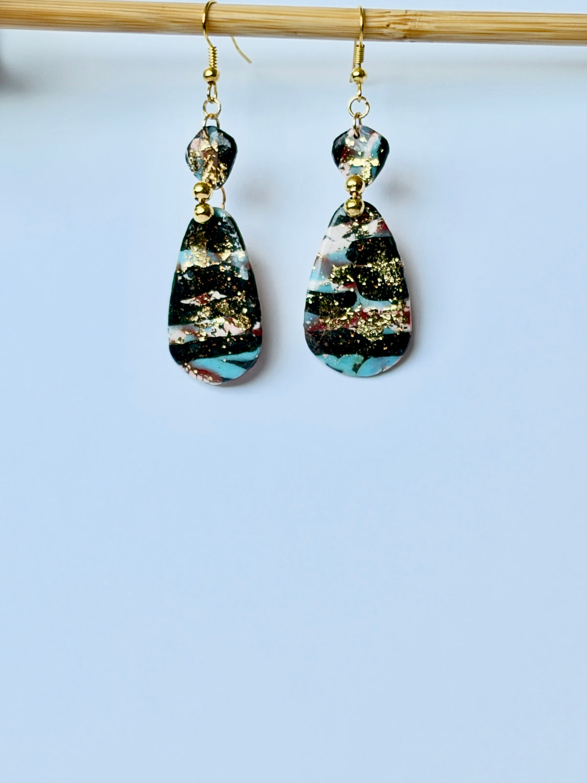 Midnight Marble Polymer Clay Drop Earrings