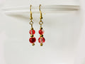 Red Crackle Glass Bead Drop Earrings | Gold Tone – Ezzara Designs